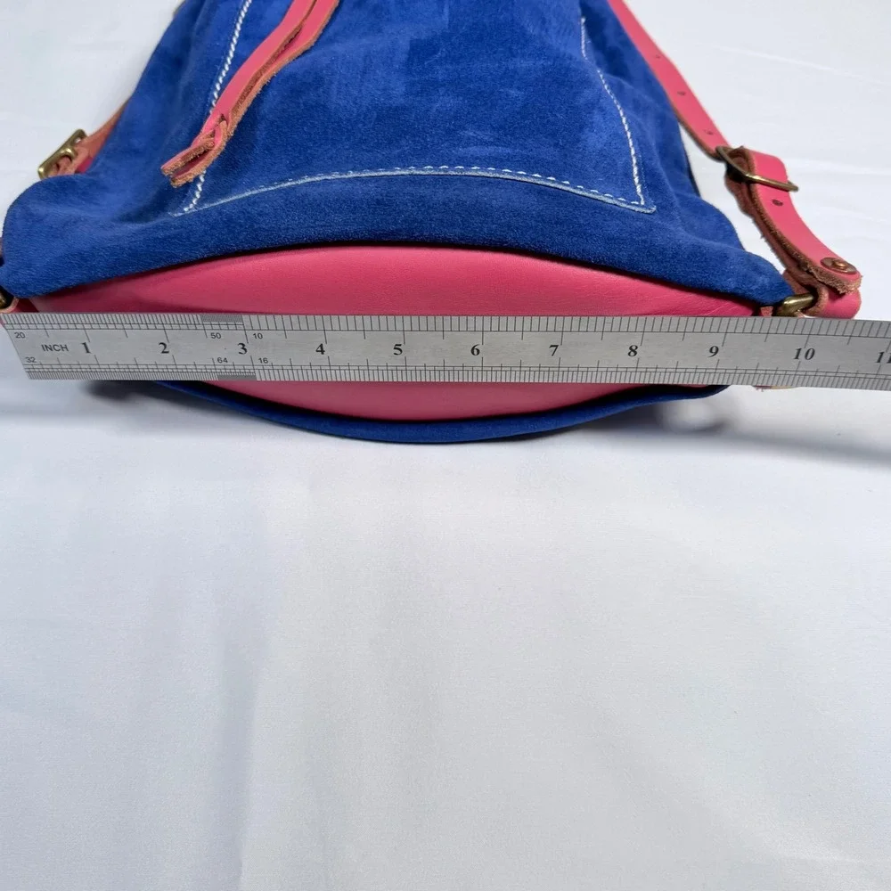 Rivet Leatherworks‎ Drawstring Convertible Backpack Cobalt Blue Pink Suede Boho